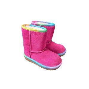 UGG Boots Classic Short II  Pink Rainbow Warm Winter Fall Toddler Girls Size 9